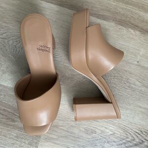 Jeffrey Campbell Emberly Platform Heel Sandal Tan Beige Brown